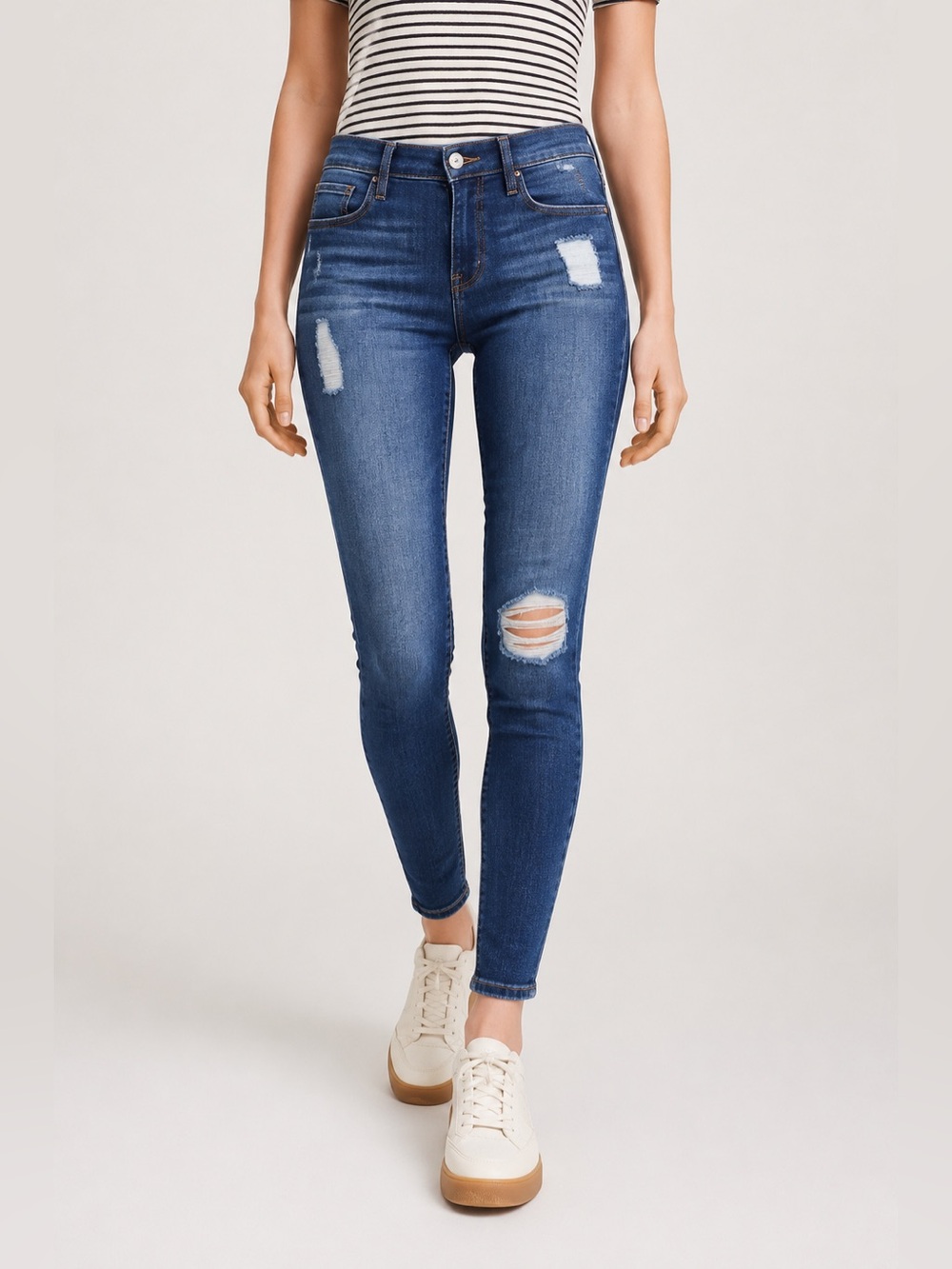 FRAME Le Skinny de Jeanne Distressed Skinny Jeans Blue Size 25